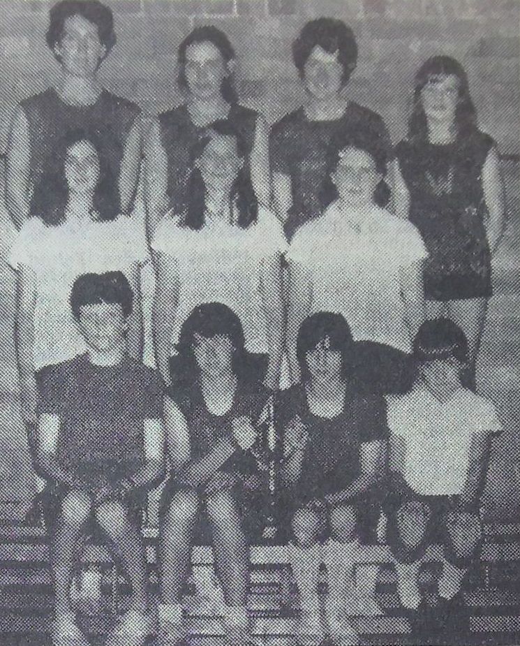 Wallasey Athletic Club Girls' section who recently won the Merseyside Track and field trophy for women. Included in the line-up is Barbara Banks, who has recently beent selected for the Commonwealth Games squad. Left to right are: Back, B. Banks, M. Ashcroft, B. Shaw, S. Lloyd. Second row: N. Hutch, G. King, S. Murray. Front: S. Carter, S. Brimage, G. Ackers and L. Hewson