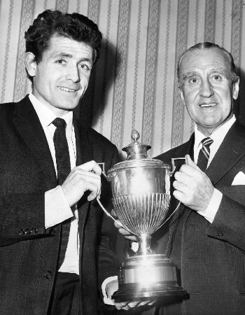 Ron Barlow the Sportsman of the Year receives the Challenge Trophy from Ernest Marples